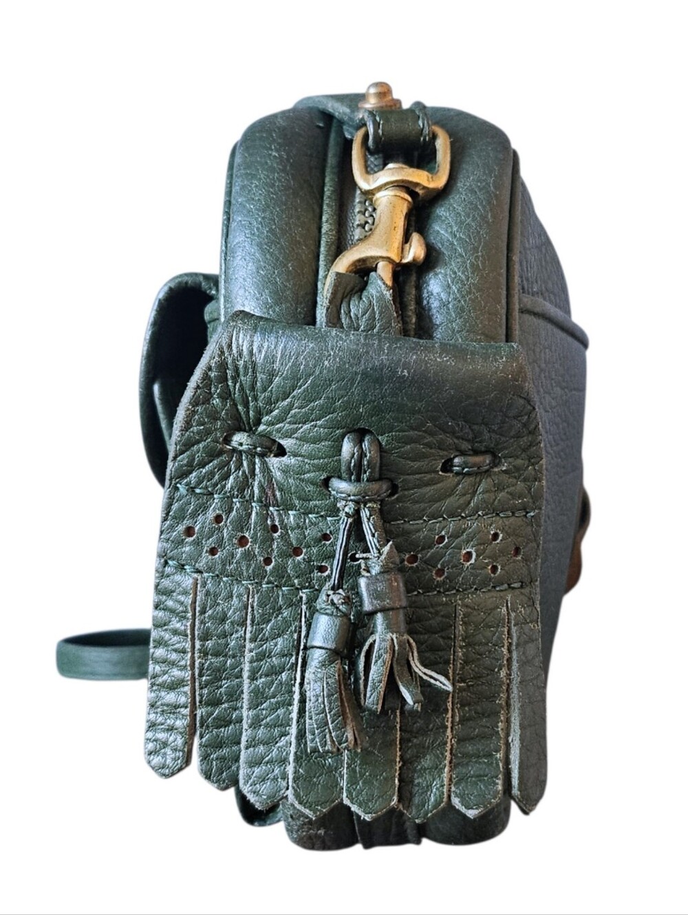 Dooney & Bourke Dark Green Pebbled All Weather Leatger Kilty Bag Purse - Picture 3 of 14